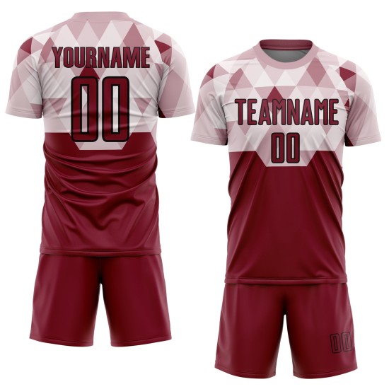 Maglia da calcio personalizzata Crimson Black Geometric Shapes Sublimation