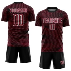 Maglia da calcio personalizzata Crimson Black-White Line stampata a sublimazione