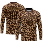 Maglia da calcio personalizzata con stampa leopardata marrone-oro antico