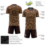 Maglia da calcio personalizzata con stampa leopardata marrone-oro antico