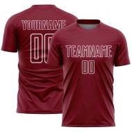 Maglia da calcio personalizzata con stampa a sublimazione di forme geometriche bianche e cremisi