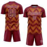 Maglia da calcio personalizzata con stampa a sublimazione Crimson Gold-White Line