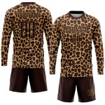 Maglia da calcio personalizzata con stampa leopardata marrone-oro antico